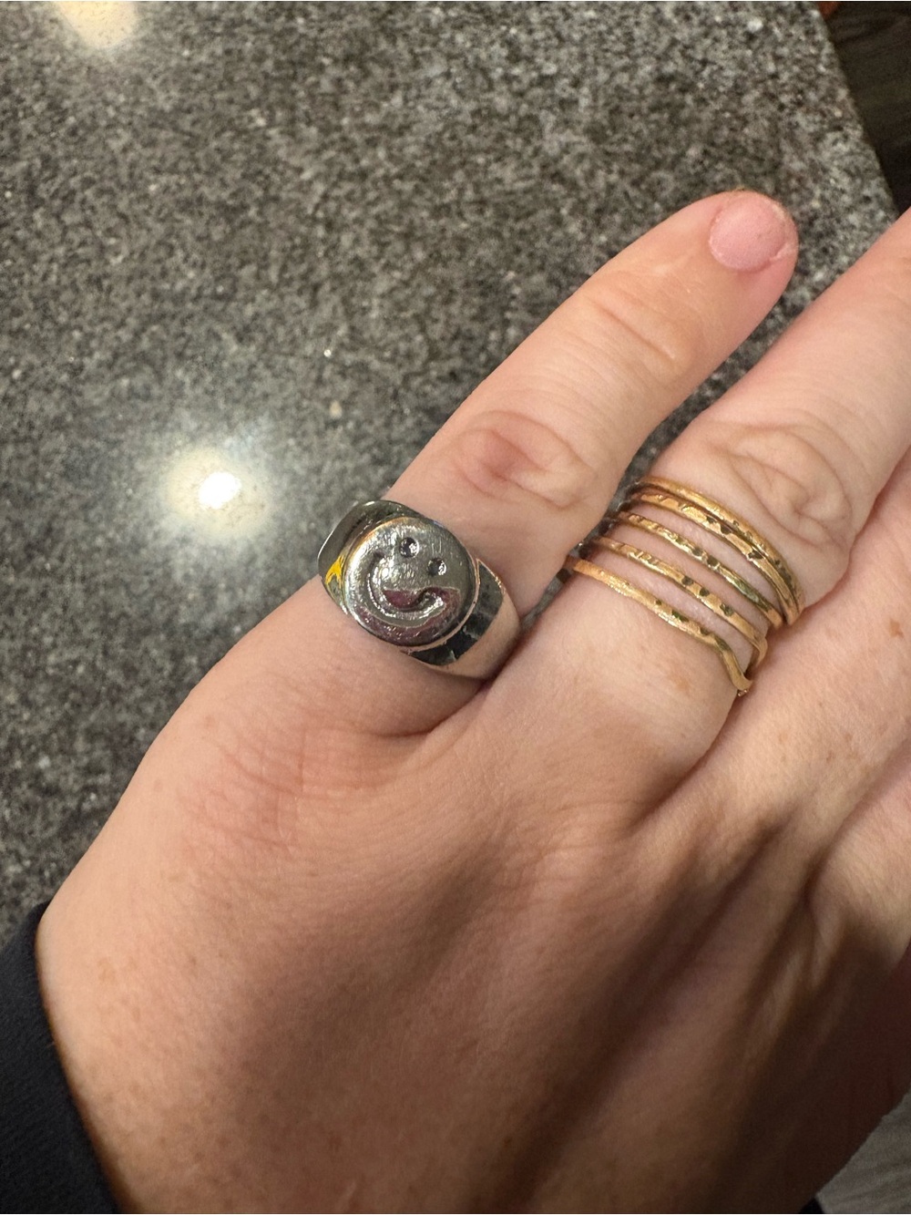 Silver Smile Signet Ring - Women's Fashion Jewelry